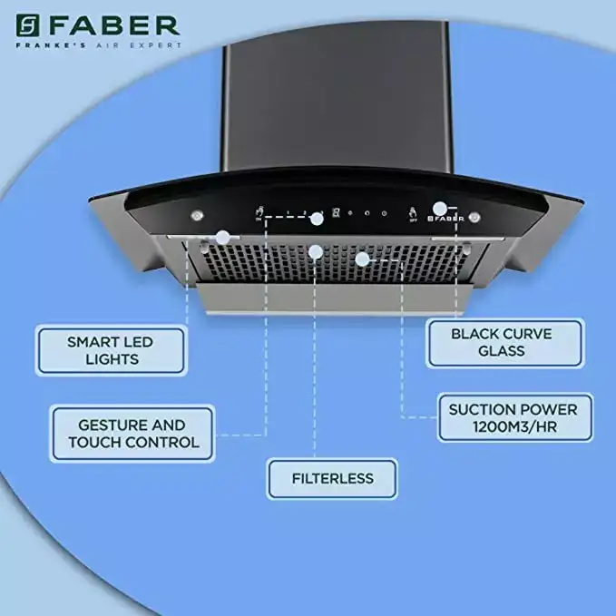 Image for Faber60cm1200m%C2%B3%3AhrAuto-CleancurvedglassKitchenChimney