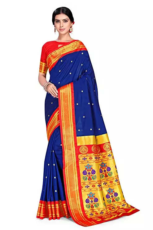 Amazon.com: Ved Fashion Girl's Heavy Jacquard Pure silk zari work Peacock  Pattern (Blue)| Indian Wedding & Gift Traditional Wear saree with Blouse  Piece : Clothing, Shoes & Jewelry