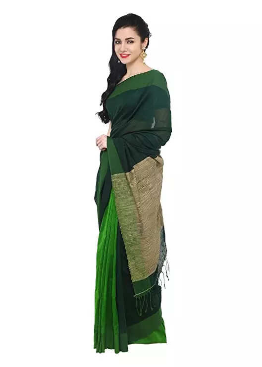 Buy BASAK TEXTILE Sarees Branded Women`S Cotton Silk Original Dhakai  Jamdani Saree | Army at Amazon.in