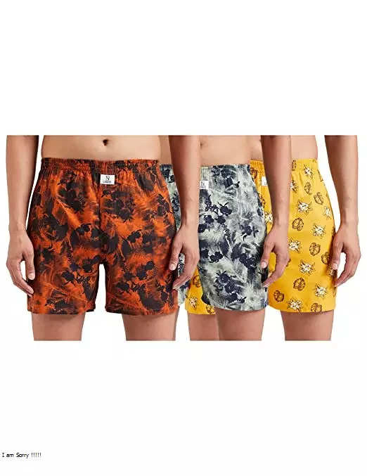 Longies Men's Cotton Regular Printed Boxer Shorts (Pack of 3