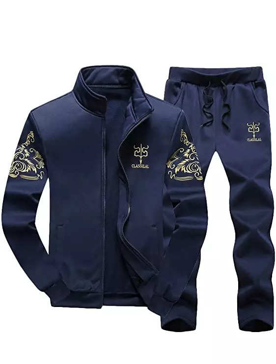 Buy CHKOKKO Navy Blue Women'S Sports Track Suit (Set of 2) online