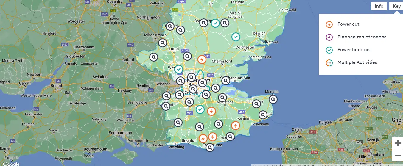 UK power cuts Power cuts in UK Thousands of homes affected in South