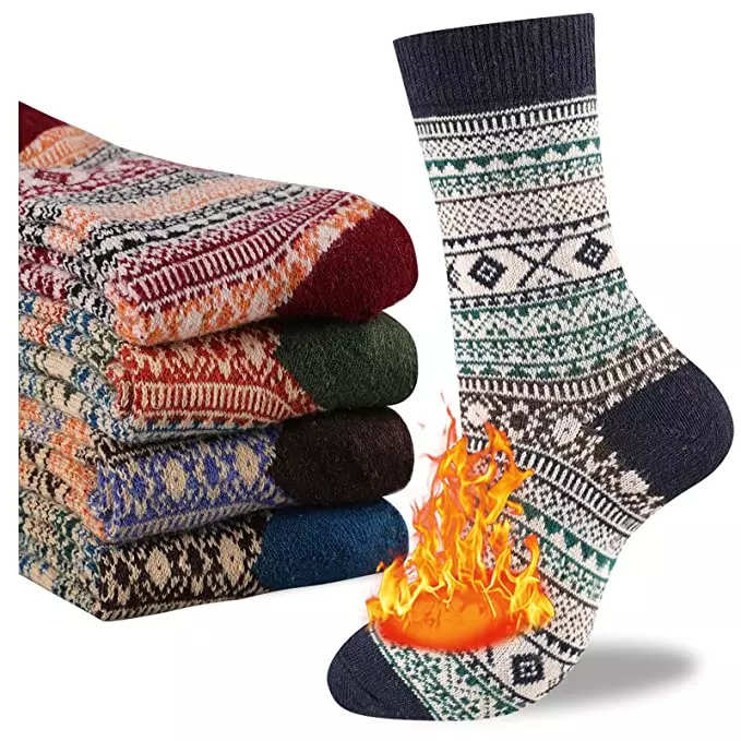  Men's 4 Pack Winter Thick Socks Warm Comfort Soft Fuzzy Floor  Socks Multi Color One Size : Clothing, Shoes & Jewelry