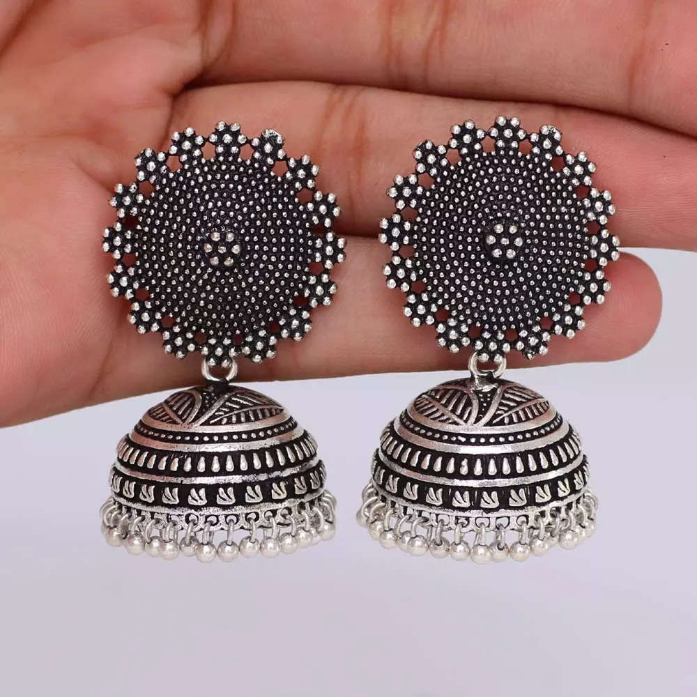 Oxidized Silver Beautiful Afghani 3 Jhumka Earring at Rs 80/pair in  Ghaziabad