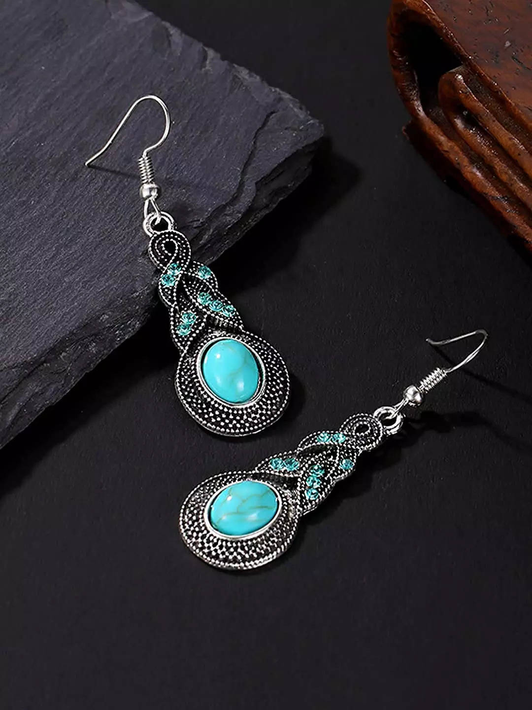 Tahura Oxidized Plated Jhumki Earrings ( Assorted Design )