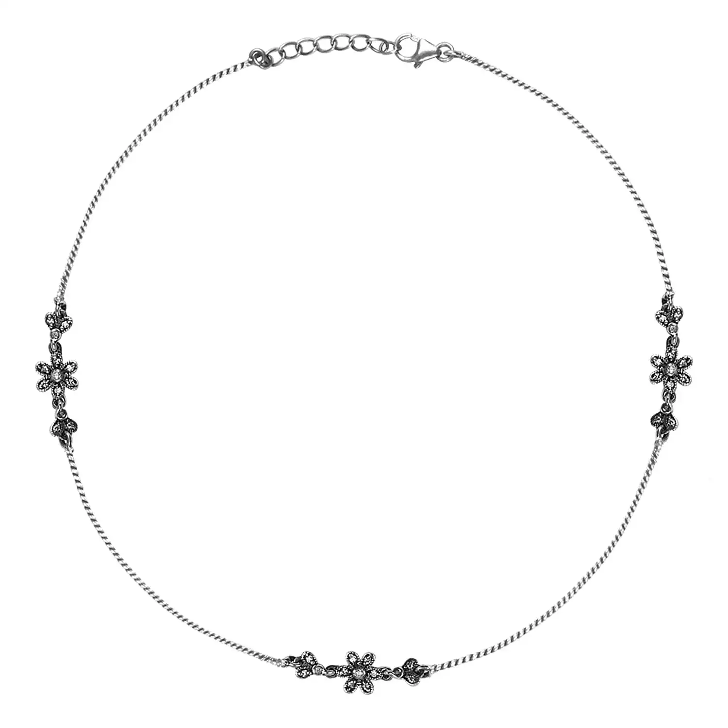 Image for GIVAAvni925SterlingSilverTripleFlowerAnklet