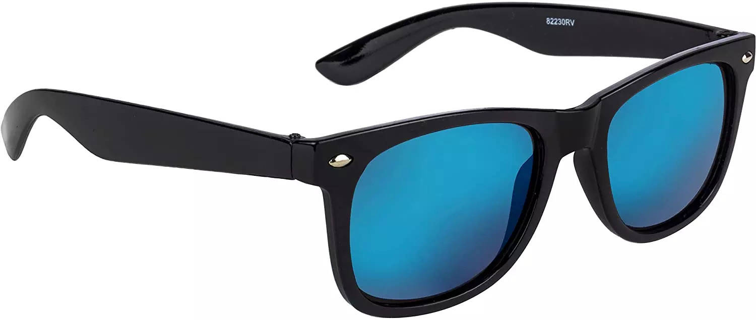 Buy NuVew Mirrored Wayfarer Unisex Sunglasses - (Gold Mirror Lens | Black  Frame | Small) at Amazon.in