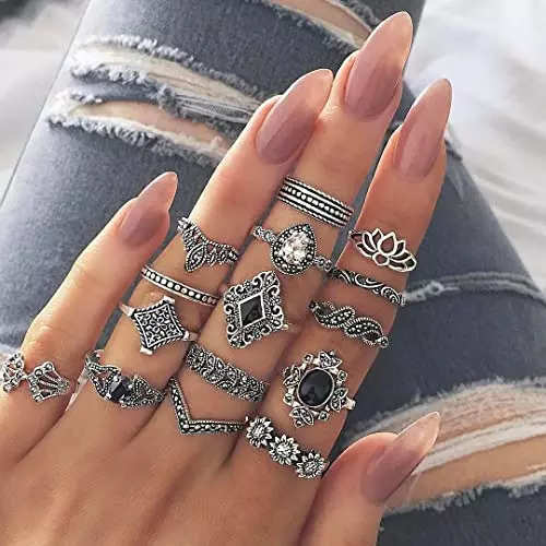 Ring Set Finger Rings Women Girl Gift | Ring Set Fingers Silver - Punk New  Female - Aliexpress