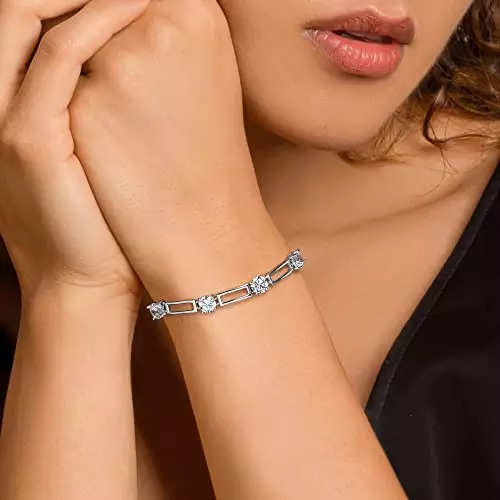 Buy Bling Queen Women's Silver Plated Star Linked Charm Chain Zirconia  Bracelet, Stack Bracelets For Women Trendy Silver, Gift Ideas For Women,  Star Bracelet, Presents For Girlfriend(Silver) at Amazon.in