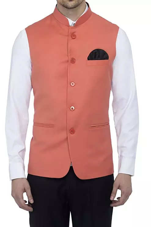 Red Satin Readymade Nehru Jacket 193818