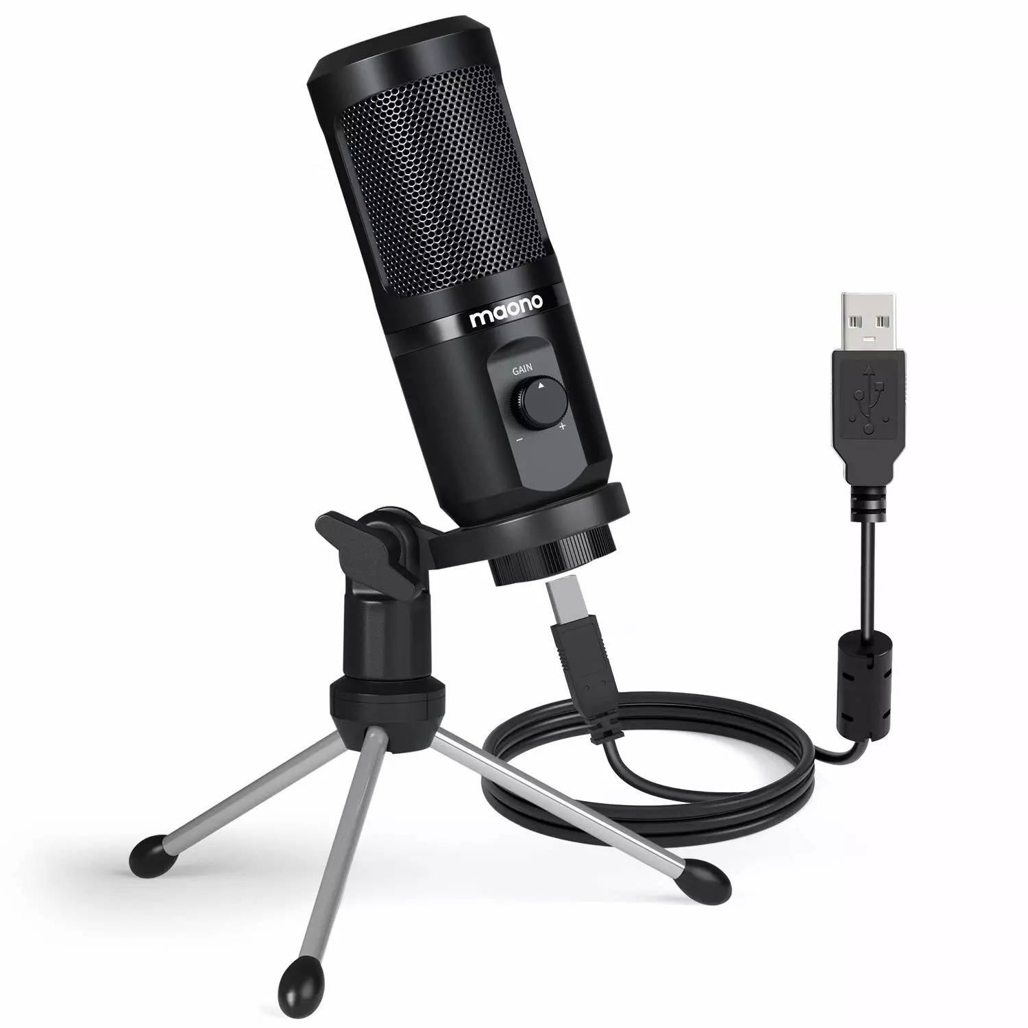 FIFINE USB Podcast Condenser Microphone Recording On Laptop, No