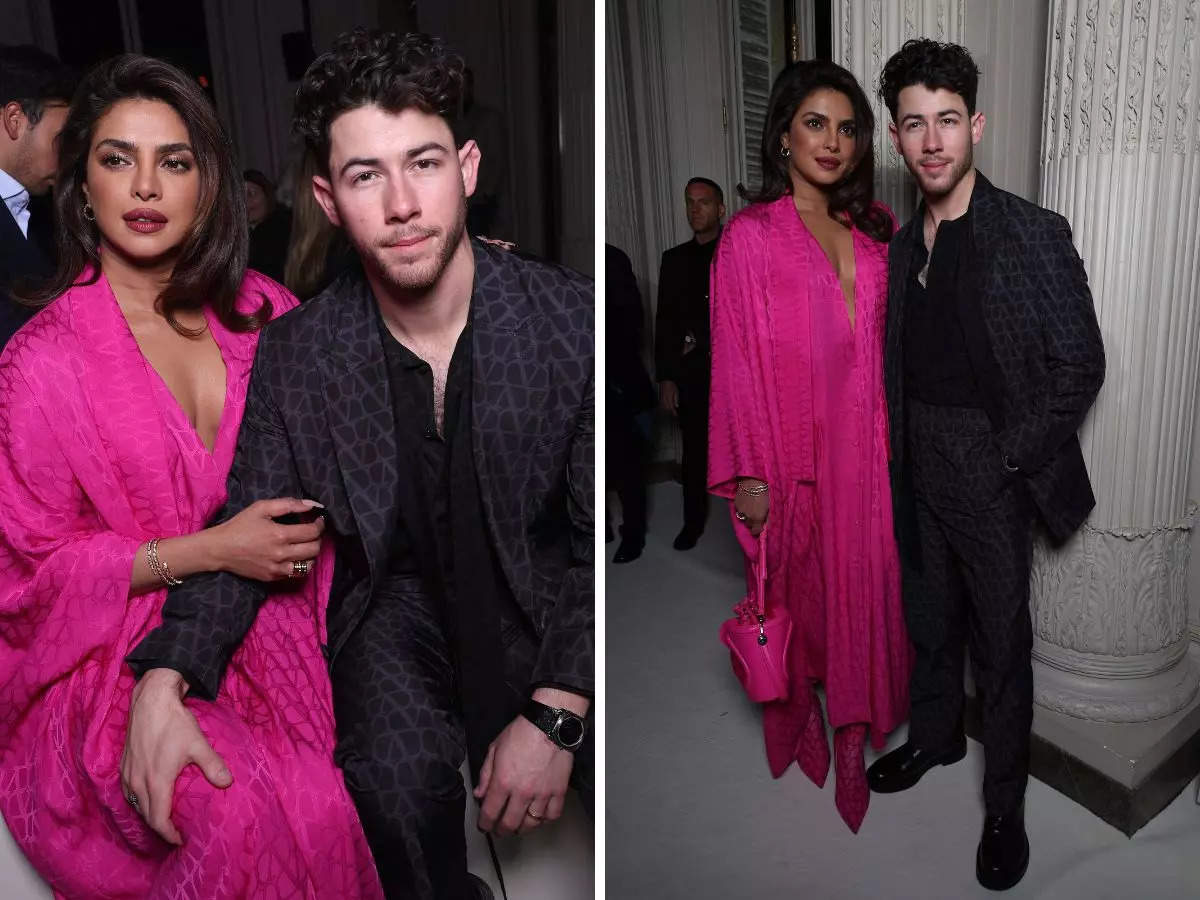 priyanka chopra: Paris Fashion Week: Priyanka Chopra & Nick Jonas front-row  guests, turn cheerleaders for Valentino - The Economic Times