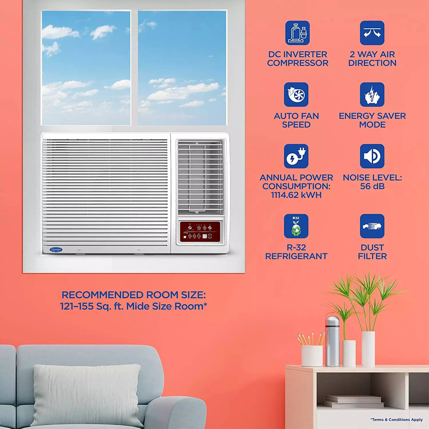 carrier 1 ton 5 star window ac