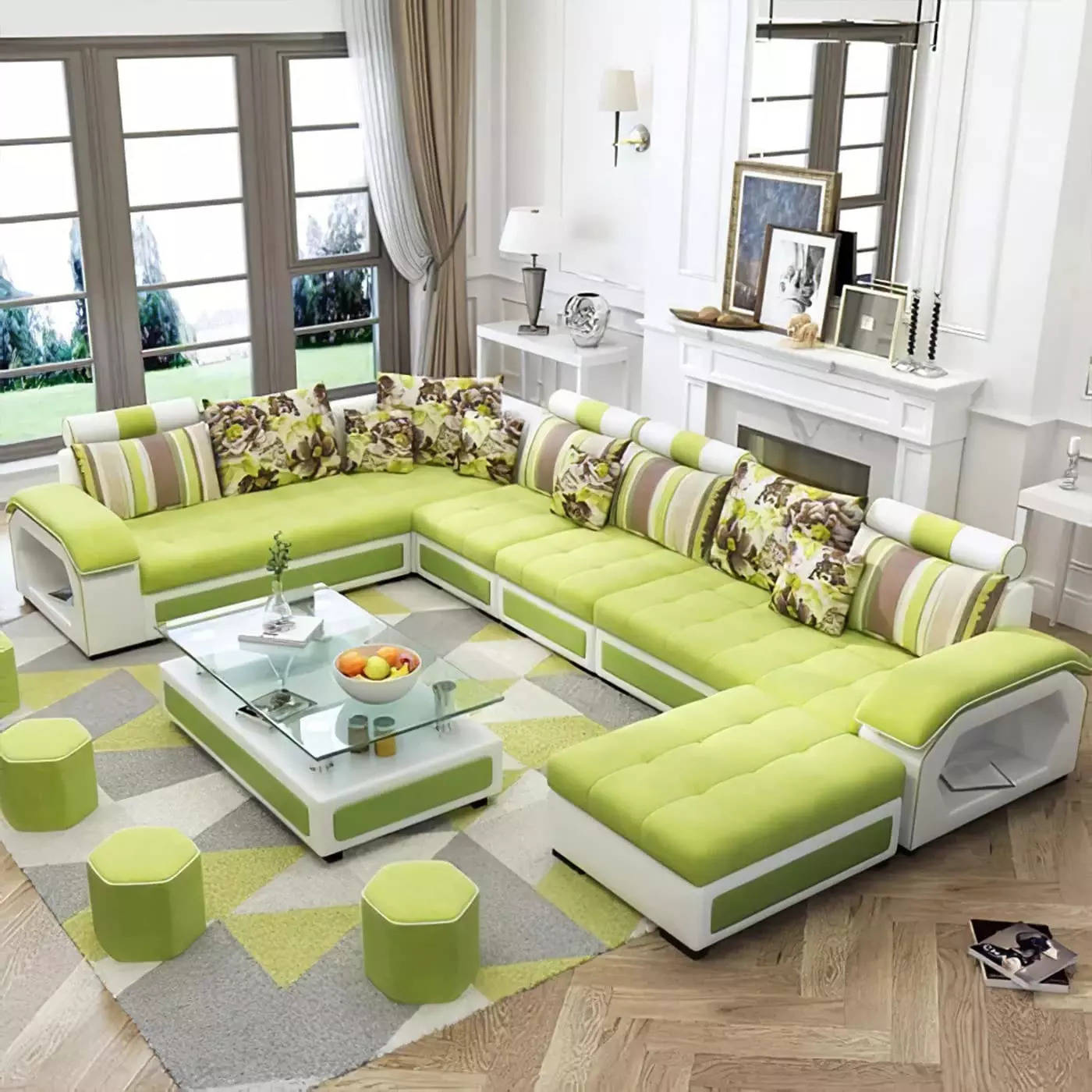 Luxury Modern U Shaped Sectional Fabric Sofa Set With Ottoman | Living room  sofa design, Sofa design, Corner sofa design