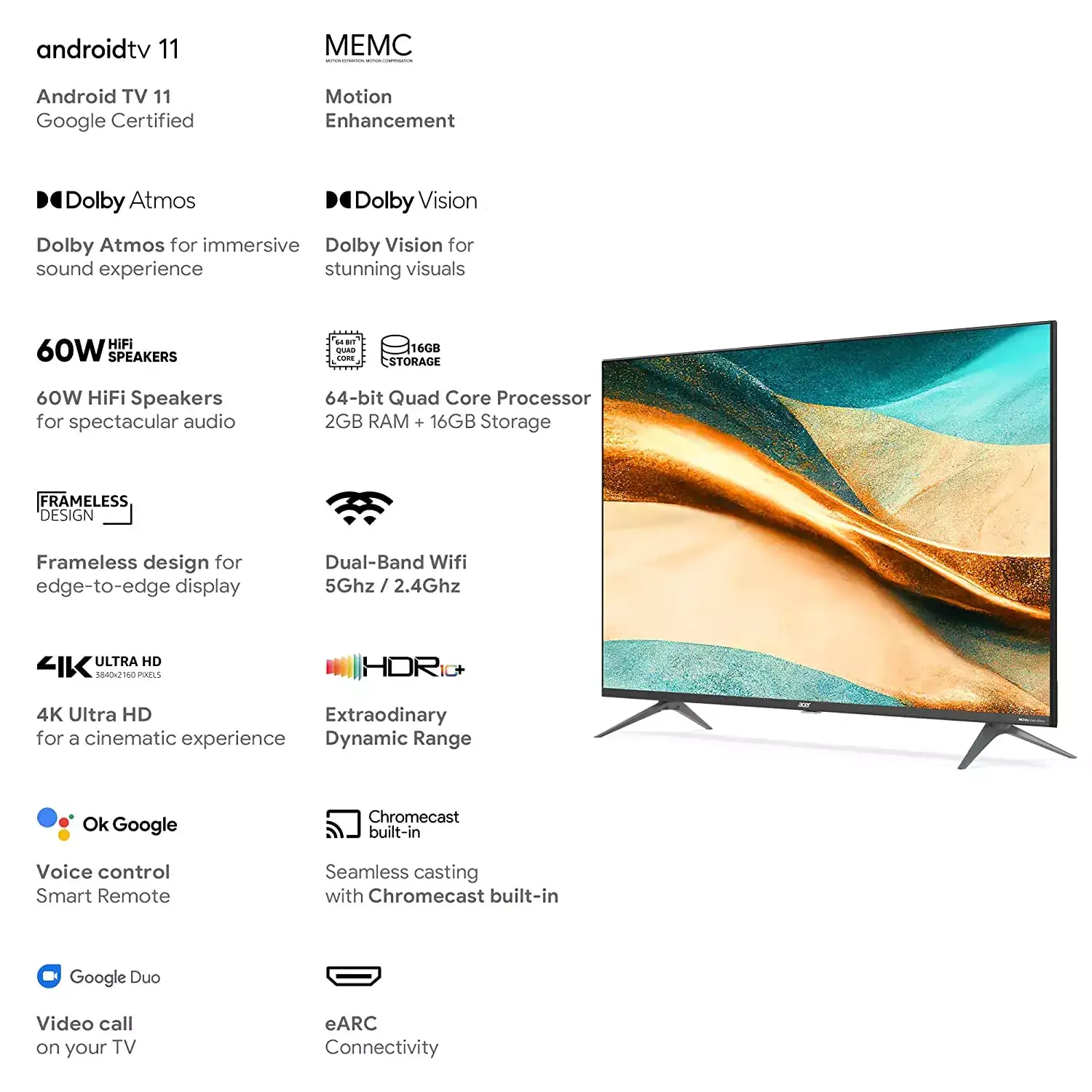 Image for Acer50-inchHSeries4KUHDAndroidSmartLEDTV