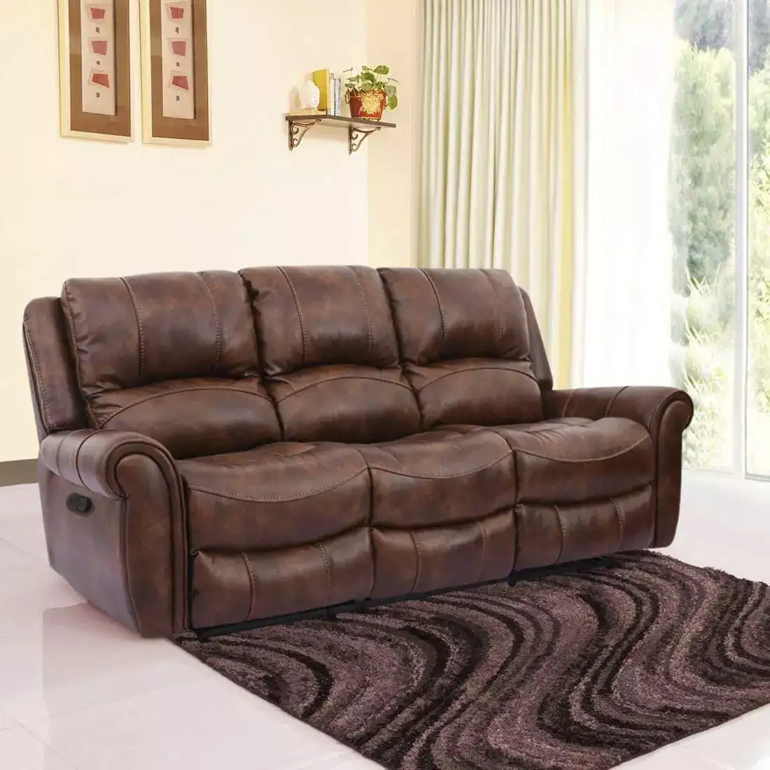 Image for FURNYMarioLeatherette3SeaterReclinerSofaSet