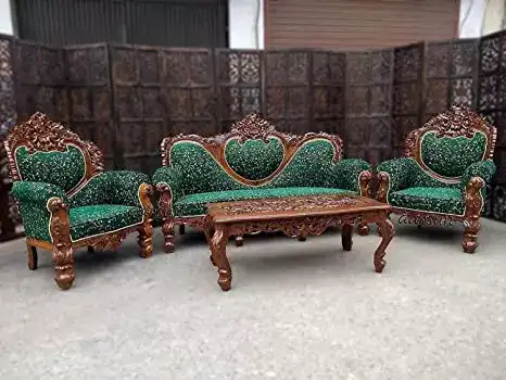 Image for AarsunTeakWoodMaharajaSofaSet