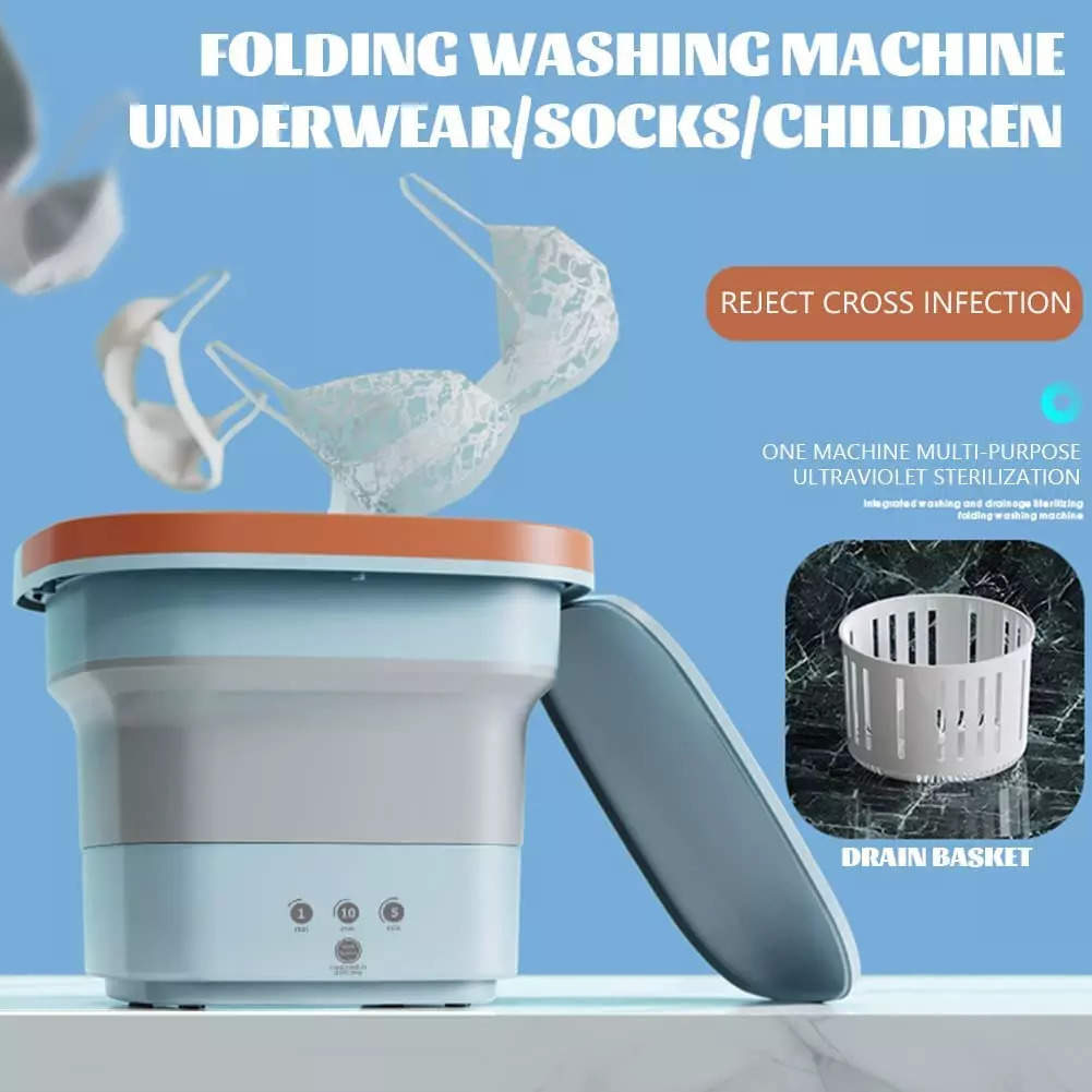 Portable Small Washing Machine Portable Folding Washing Machine for Clothes  Fold Barrel Small Washer Small Single Wash Machine with Drain Bucket