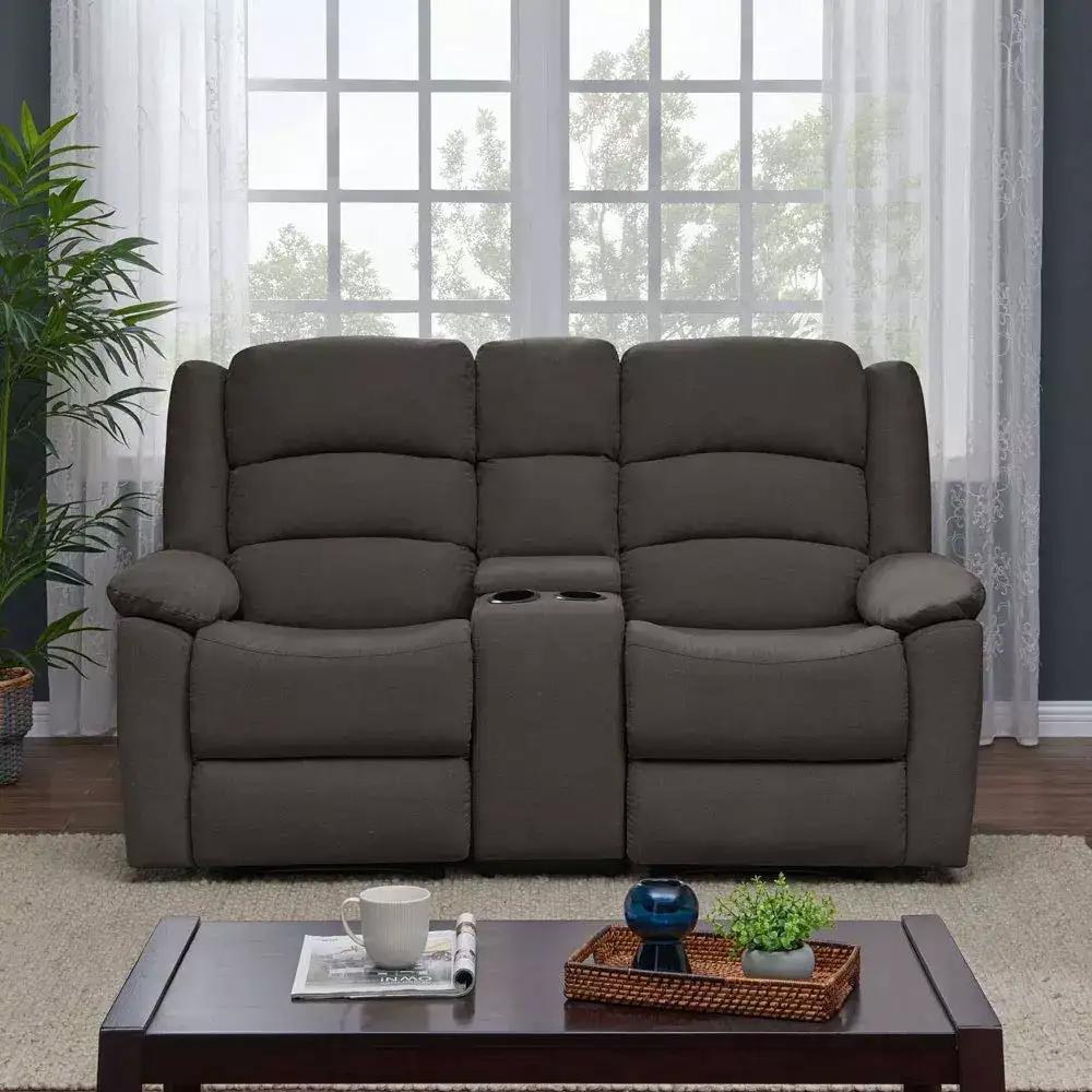 Image for FURNYCarson2SeaterFabricReclinerSofawithStorage