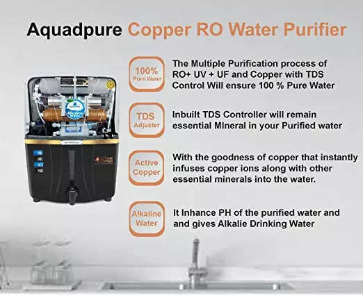 AQUA D PURE Copper RO Water Purifier with UV, UF and TDS Controller |  12Liter | Fully Automatic Function and Best For Home and Office