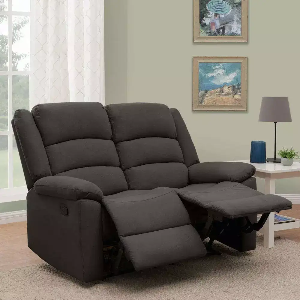 Image for FURNY2SeaterCarsonGreyFabricReclinerSofaSet