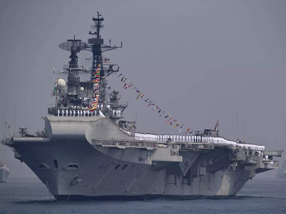 Indian Navy's aircraft carrier INS Vikramaditya carrying out sea trials post-refit