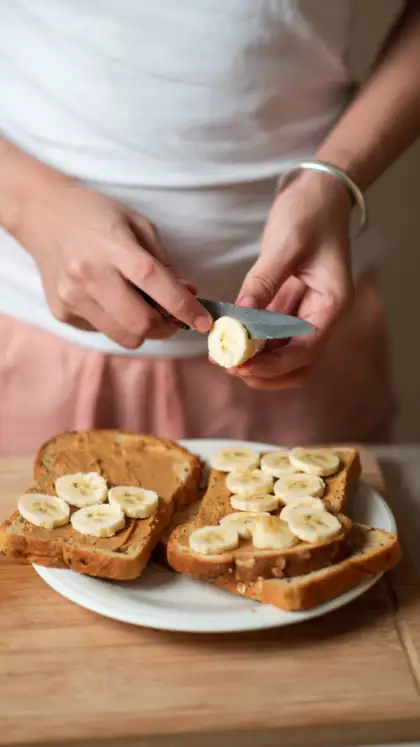 Banana peanut butter bread slice