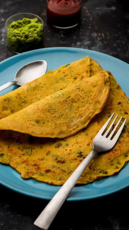 Moong Dal Chilla with Paneer Filling