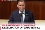 Congressman Souzzi condemns desecration of BAPS temple in US