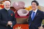 Modi gifts Abe h/c quartz bowls, dhurrie