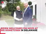 Modi in US:  President Joe Biden welcomes PM Modi at his hometown in Delaware