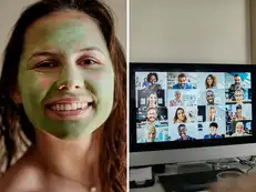 Gen Z employee joins online office meeting with neem face mask. Cool CEO asks just one question