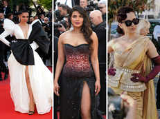 Deepika Padukone stuns at Cannes in exaggerated gown; PeeCee shines in black & red