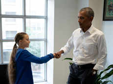 Greta Thunberg 'fist bumps' with Obama, tells US Congress to 'listen to the scientists'