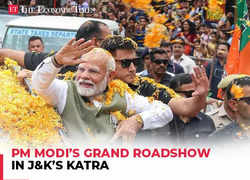 PM Modi’s grand roadshow in J&K’s Katra, locals queued up to get a glimpse