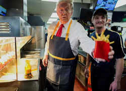 Donald Trump turns chef at McDonald's, mocks Kamala Harris's fast-food story