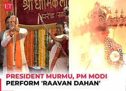 PM Modi, President Murmu attend Dussehra celebrations at Red Fort, perform 'Raavan Dahan'