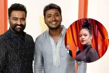 Oscars backstage moment: 'Naatu Naatu' singers Rahul Sipligunj & Kaala Bhairava meet Rihanna, click pictures