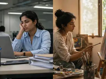 Woman, inspired by movie, quits stable job for artist career. Later learns a life lesson about following passion that people ignore