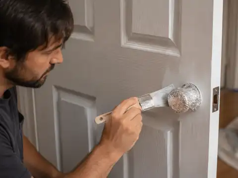 Wrapping door handles in aluminum foil makes painting around them easier