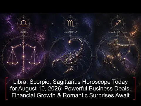Libra, Scorpio, Sagittarius Horoscope Today for August 10, 2026: Powerful Business Deals, Financial Growth & Romantic Surprises Await