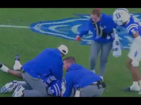 WATCH: Duke star Kimari Robinson swats away female trainer tending to teammate&rsquo;s injury, sparks controversy as former NFL quarterback calls him out