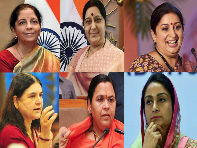 Image result for sushma swaraj and women ministers in the then cabinet