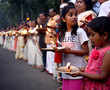 'Ayyappa Jyothi' participants line up with lit lamps on 795-km stretch