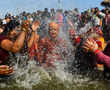 Stepping out fearless: Kinnar Akhara takes first Kumbh Mela dip