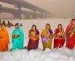 Delhi pollution: Devotees stand knee-deep in toxic foam in Yamuna for Chhath Puja