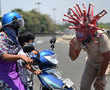 Chennai cops use 'Corona' helmet to raise awareness on Covid-19