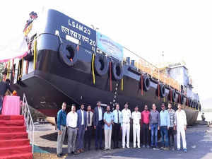 6th barge of LSAM 16 series built by private firm launched in Thane:Image