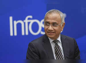 Bengaluru: Infosys CEO Salil Parekh during the announcement of the 4th quarter f...
