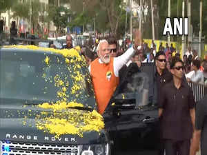 PM Modi holds roadshow in Karnataka's Tumakuru
